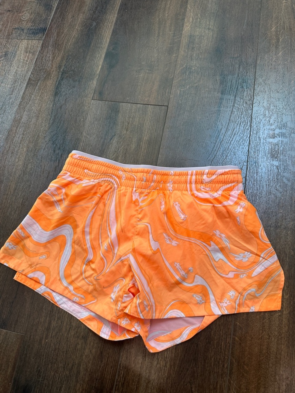 Fabletics Women's Orange Printed Running Shorts
